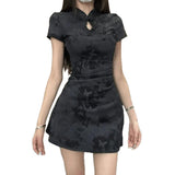 Summer New Chinese Style Buckle National Style Improved Version Of The Cheongsam Short Design Sense Of Small Wrinkle Repair Dress