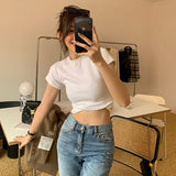Solid Color Bottom Slim Short-Sleeved T-Shirt Women Summer Tide New Thin Short-Sleeved Top Woman