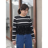 Multiplication Spring 2026 New Striped Long-Sleeved Splicing Heavyweight Women's Long-Sleeved Shirt Reduction Women's Top