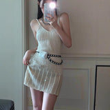 Knitted Sling Dress Women's Summer Hottie Temperament Dress Design Small Slimming Bag Hip Skirt