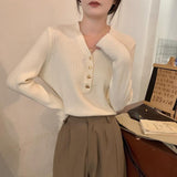 KANING French Simple Design Feel Solid Color Bottoming Knitted Women 2026 Autumn New V-Neck Sweater Bottom