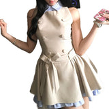 Gao Zhimu French Gold Wind Double Buckle Dress Women 2026 Summer New Waist Thin Tact Dress