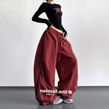 Vintage Red Sweatpants Women 2026 New Year Pop College Wind Jazz Dance Loose Scimits-On Shorts