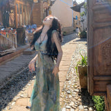 French-Style Flotation Summer Sling Dress With 2026 Summer New Waist Tourism Long Dress