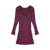 Hottie Low-Breasted V-Necked Long-Sleeved Dress Women Early Spring New Net Red Purple Elastic Sexy A-Word Ass Hip Skirt