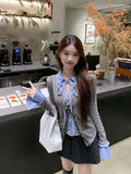 Wood Ear Lattice Splicing With Long-Sleeved Top Woman 2026 Spring And Autumn New Fake Two Pure Want Thin Niche Girls