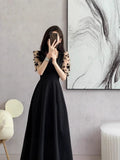 Summer Dress 2025 New French Temperament Dress Dress Women's Waist Thin Tea Break Skirt Hepburn Style Small Black Dress