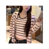 LEKA Pink Striped Knitted Cardigan Two Sets Of Autumn 2026 New Sling With Slings Unique Knitting Top