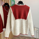 KANING Navy Collar Shawl Knitted Cardigan 2026 Autumn And Winter New College Style Love Buckle Round-Neck Sweater Jacket