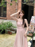 Seaside Holiday French Dress 2025 New Female Pink Fairy Dress Super Fairy Ling Dress Sling Skirt Girl Summer