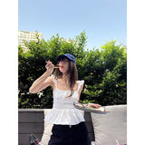 Solid Color Design Folded Sling Sling Vest Women's Summer Hottie Wind To Repair The Waist Slimming Top