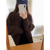 KANING Vintage Heavy-Knit Sweater Coat Women 2026 Autumn And Winter Loose Thick Zipper Knitted Open Shirt