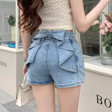 Purely Windy 3D Bow Denim Shorts In The Summer Of 2025 New Design Sense Small Straight Trousers