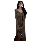 Pure Desire Gentle Temperament Splicing With Long-Sleeved Knitted Dress Women's Early Autumn New Waist-Skinny Dress Women's Dress