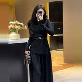 KANING Korean Knitwear Two Sets Of Atmosphere Feel Autumn And Winter New French High-End Sweater Half-Dress Skirt Set