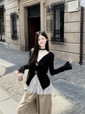 Pure Desire Alone To White Lace Lace Sling T-Shirt Women 2026 Spring And Autumn Folding Bottom Top