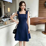Designing A Bow With A Bow With A Dress For Women's Summer Small Casual Temperament Sleeveless A-Word Short Skirt