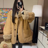 2025 Winter New Two Sides Wearing Lamb Wool Coat Women's Long Fur Locomotive Clothing Thicker Warm Coat