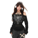 Fashion Thin Design Sense Shoulder Long-Sleeved T-Shirts Summer New Sweet Slim Thin Long Top
