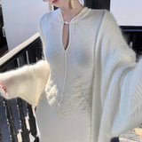[Porcelain Flower] New Chinese Retro Buckle Cheongsam Dress With Soft Knitted Cardigan Dress