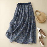 Real Shooting 2026 Summer New Art Retro Broken Flowers Tight Waist Half-Dress Skirt Long Skirt Girl #6611