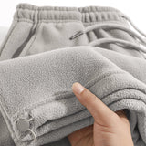 Light Gray Heavy Velvet Slings And Velvet Thicken Sports Sleet Straight Trousers Autumn And Winter