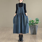 Autumn New Real-Drink Washing Denim Casual Large-Size With Dress Woman