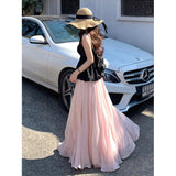 Pink Dress Women's Summer 2026 New Flowing Yarn Escromanry Porfish Vertery Long Summer Purple Dress