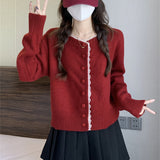 KANING Lace Lace Single-Dcupy Knitted Cardigan 2026 Autumn New Gentle Sweet Sweater Outside Female