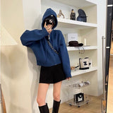 KANING Korean Design Zipper Knitted Cardigan Women's Autumn New Loose Casual Short Sweater Jacket