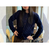 3.11/New In Spring XUAN XIAO JIE Solid Blue Knitted Shirt Woman