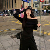 Early Spring With A Set Of Small Slanted Shoulders Long Sleeve Blouse Casual Broad Legs Casual Trousers Two Sets