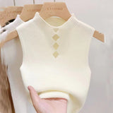 Sexy Bottom Knitted Small Vest Woman Inside And Outside Wearing French Chic Sweet Hottie Tight Short Sleeveless Top
