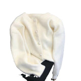 Kaning Milk White Imitation Water Velvet Sweater Coat 2026 Autumn And Winter New Loose Lazy Wind Knitted Open Shirt