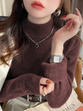 KANING Semi-High-Collar One-Piece Thick Sweater Women 2026 Autumn And Winter Basic Plus Velvet Warm Bottom Knitting Shirt