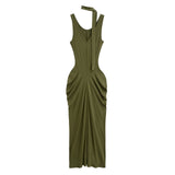 Pure Want To Miss Waist Retro Slim Long Sling Dress Women To Receive Waist Thin Vacation Vest Long Dress Summer