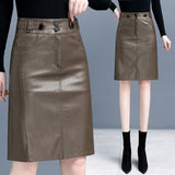 Half-Dress Women's Autumn And Winter 2025 New Korean Version Of The Thin A-Word Bag Hip Skirt High-Waist PU Small Leather Skirt Short Skirt