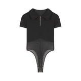 Tide Design Perspective Mesh Splicing Short-Sleeved T-Shirt Girl Summer Hottie Sexy Slimming Body-In-Comn Top