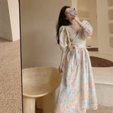 Broken Floral Dress Fried Street Light-Cooked Wind High-End Temperament Age-Reed Fashion Design Feel Waist-Tieed Dress Goddess Fan Xia