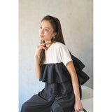 Real Shooting A Large Number Of Summer New Cotton Women Short-Sleeved Shirt Splicing Lotus Leaves Under The Hem