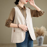 Real Shooting Cotton Cana Woman Short 2026 Spring Summer Korean Version Of The Middle-Of-Age Mother Retro Shoulder Horse Clip Wearing Thin Vest