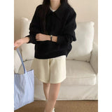 KANING Gentle Wind And Milk Sweet Soft Glutinous Polo Collar Sweater Women 2026 Autumn And Winter New Loose Temperament Knitting Shirt