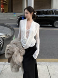 Lace Splicing Fake Two-Piece Collar T-Shirt Women Autumn And Winter Long Sleeves Design Pure White Bottoming Shirt Top