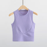 Sports Fitness Running Yoga Clothes Handwear Women's Summer New Fast-Fits Short With Breast Pad Tops