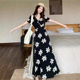 Elegance Elegant Windy Large Summer Flowers Peach Heart Collar Dress Girl Body High Thin Cover A Word Dress