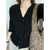KANING Autumn Knitted Cardigan Girl Gentle Pink V Collar Thin Sweater Short Loose Top Tide