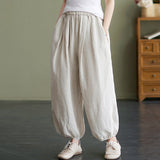 Summer Thin Art Cotton And Cotton Pure Lantern Trousers Women's New Loose Leisure Strand Radishes