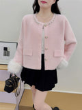 KANING Pink Yangerming Knitted Cardigan 2026 Autumn New Women's Sweater Coat Woman