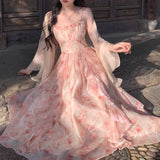 2025 Summer New Eden Oil Painting Dizzy Printing Waist Lotus Side Sling Skirt Korean Style Dress