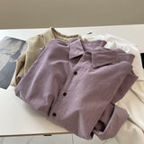Litid Purple Wicked Shirt 2025 Hong Kong Flavor New Loose Long-Sleeved Casual Coat Shirt Wear